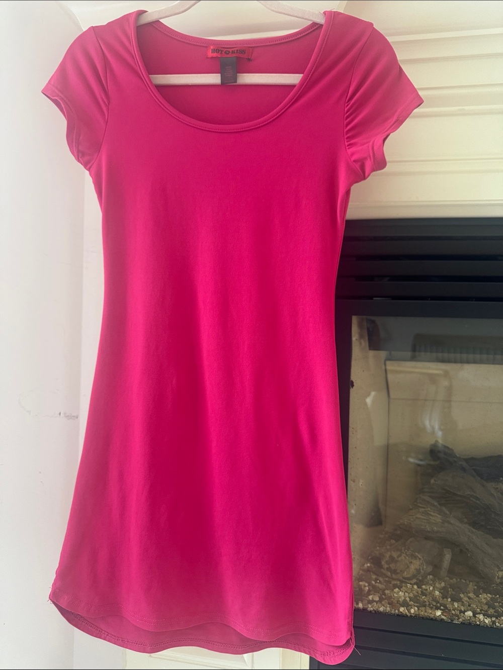 Hot Kiss Hot Pink Scoop Neck Mini Dress